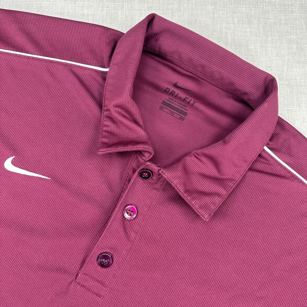 Nike Polo Shirt Mens XXL Burgundy Dri-FIT Short Sleeve Piping Golf 111206HBS